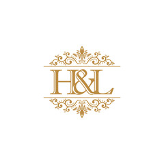 H&L Initial logo. Ornament gold