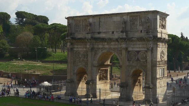 rome city famous arch of constantine roman forum sunny panorama 4k italy
