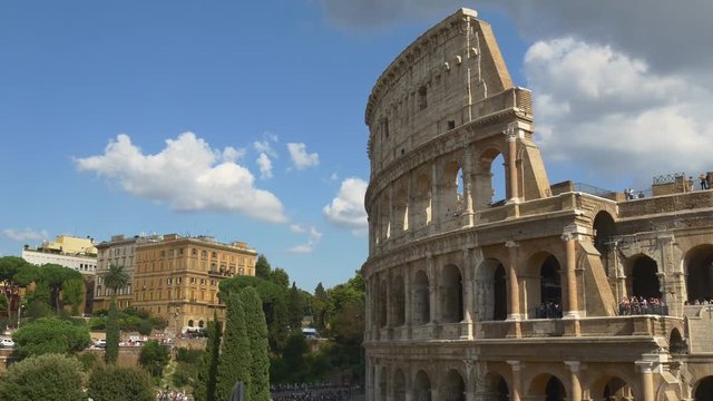 summer day most popular rome city coliseum walking panorama 4k italy

