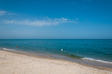 Fototapeta na wymiar Beautiful sunny day at the beach in Soverato, Calabria, Italy