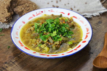 Lentil soup with onion