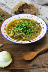 Lentil soup with onion