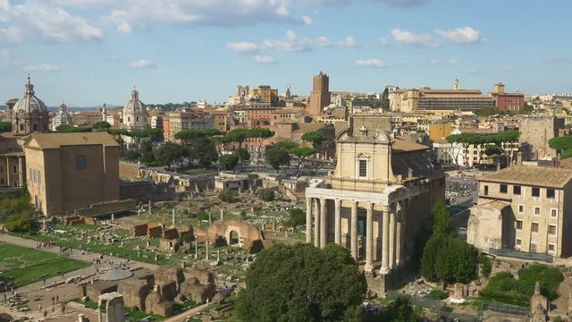 sunny day rome famous roman forum cityscape view point panorama 4k italy
