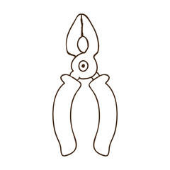 pliers repair tool icon over white background. draw design. vector illustration