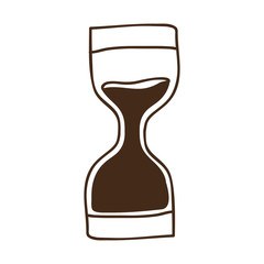 sandclock time device icon over white background. draw design. vector illustration