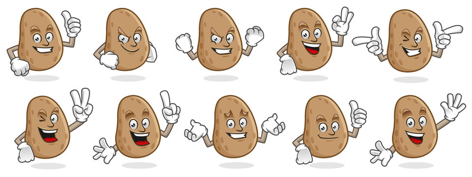 potato mascot vector pack, potato character set, vector of potato
