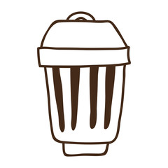 trash can icon over white background. draw design. vector illustration