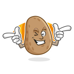 Funky wink potato mascot, potato character, potato cartoon