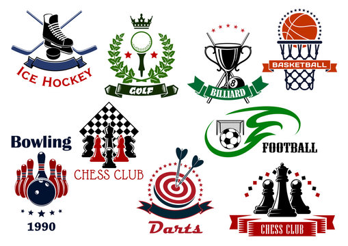 Sport game heraldic icons and symbols