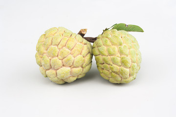 Fruit, custard apple on white background.