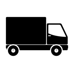 silhouette of cargo truck icon over white background. transportation vehicle design. vector illustration