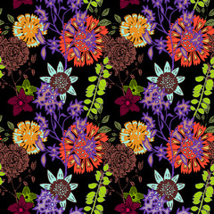 Vintage floral background, creative flowers, fashion pattern