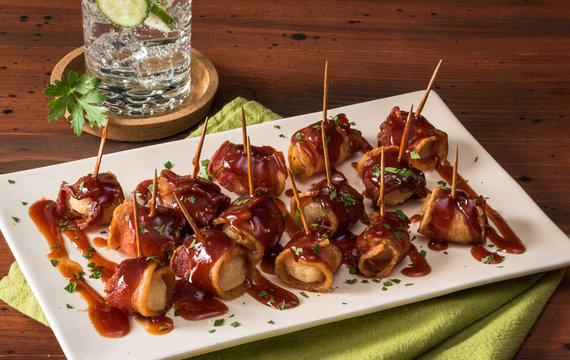 BBQ Bacon Wrapped Water Chestnut Appetizers