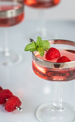 Raspberry Cordials in Coupes