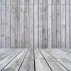 Empty wood wall and floor.
