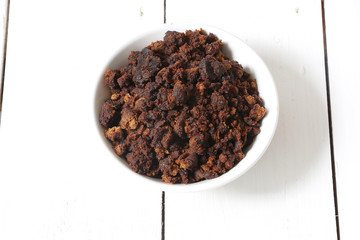 Coconut palm sap sugar or Gula melaka