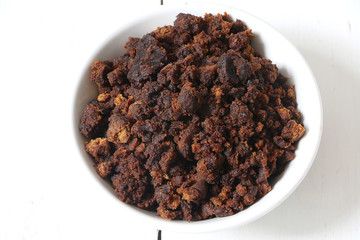 Coconut palm sap sugar or Gula melaka