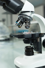Microscope in the Laboratory, modern close-up shot