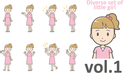 Diverse set of little girl , EPS10 vector format vol.1
