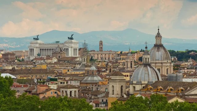 summer day rome famous cityscape altare della patria rooftop panorama 4k time lapse italy
