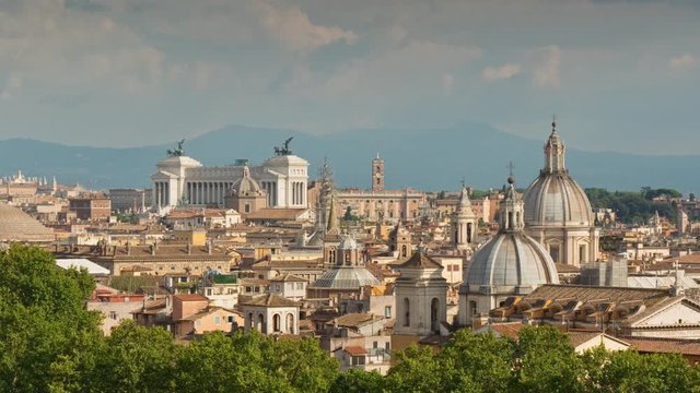 summer day rome cityscape famous altare della patria rooftop panorama 4k time lapse italy
