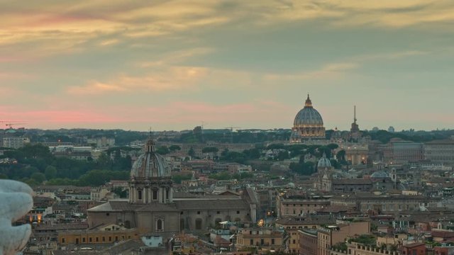 altare della patria rooftop view point vatican basilica cityscape panorama 4k time lapse italy
