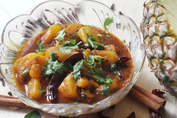 Asian vegetarian cuisine, Pineapple curry to eat with rice