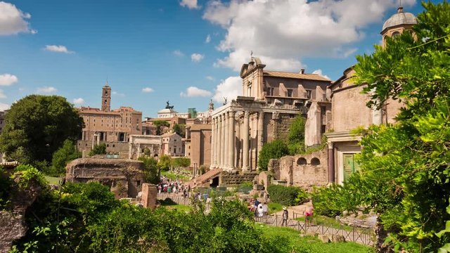 summer day rome city famous roman forum panorama 4k time lapse italy
