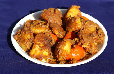 Potato fried curry or aalu masala, Indian food