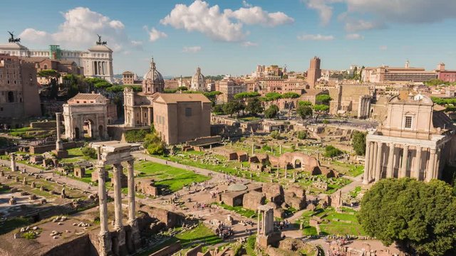 rome city most famous summer day roman forum panorama 4k time lapse italy
