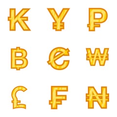 Money of countries icons set. Cartoon illustration of 9 money of countries vector icons for web