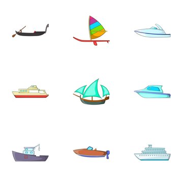 Maritime transport icons set. Cartoon illustration of 9 maritime transport vector icons for web