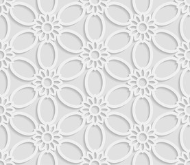 Seamless 3D white pattern, floral pattern, indian ornament, persian motif,  vector. Endless texture can be used for wallpaper, pattern fills, web page  background,  surface textures.