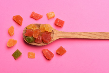 Marmalade or jelly candies on pink background