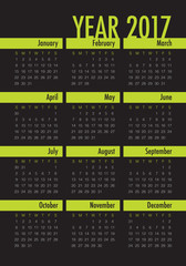 Year 2017 Calendar vector design template