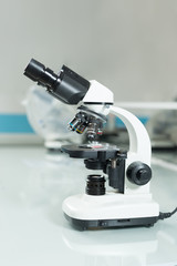 Laboratory Microscope. Scientific research background.