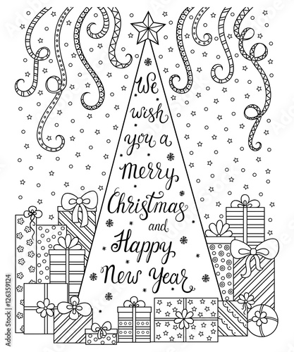 Doodle Pattern Lettering We Wish You A Merry Christmas And Happy New Year