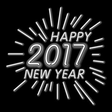 Vector Happy New Year - 2017 colorful neon light background