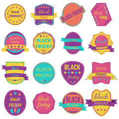 Black Friday Sale Vector Badges and Labels. Set of Black Friday Stickers and Banners. 
