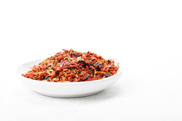 Dish with spice mixture for rice courses