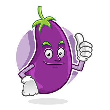 Thumb up eggplant mascot, eggplant character, eggplant cartoon