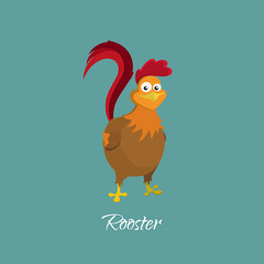 Drawing of cock in cartoon style. Rooster: symbol of the Chinese
