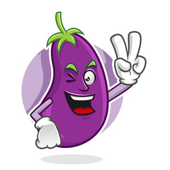 Peace eggplant mascot, eggplant character, eggplant cartoon