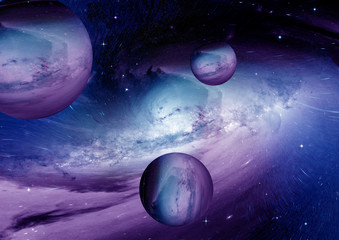 Stars, dust and gas nebula in a far galaxy