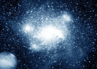 Stars, dust and gas nebula in a far galaxy