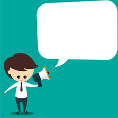 Businessman bubble speech with Megaphone, Business cartoon 