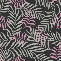 Tropical background with palm leaves. Seamless floral pattern