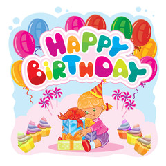 Template for Happy Birthday greeting card.