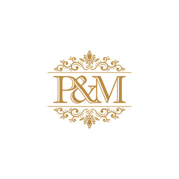 P&M Initial logo. Ornament gold