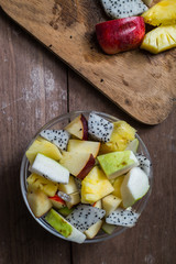 Fruit salad on whites background